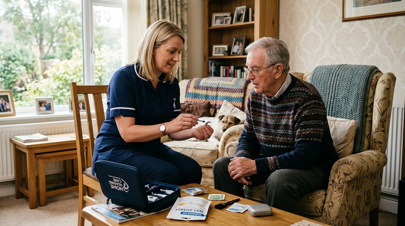 A Hear Better audiologist carrying out a home hearing appointment
